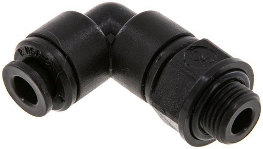 [F26ZY] 5mm x G1/8'' 90Grad-Winkel-Steckverschraubung mit Außengewinde Messing NBR drehbar