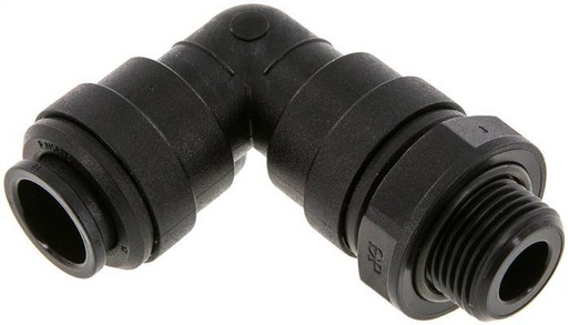 [F272A] 12mm x G3/8'' 90deg Elbow Push-in Fitting with Male Threads POM NBR Rotatable