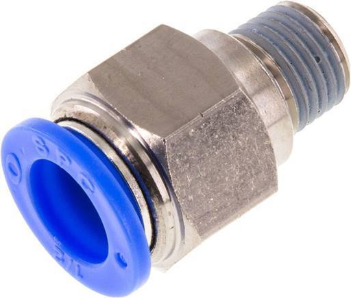 [F275T] Raccord enfichable 1/2'' x 1/4'' NPT à filetage mâle Laiton/PBT NBR