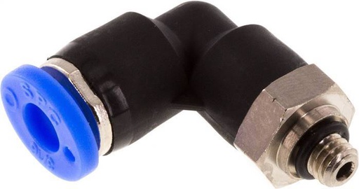 [F2764] Codo de 3/16'' x UNF 10-32 90deg Racor de latón/PBT NBR Giratorio