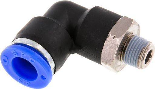 [F276B] 3/8'' x 1/8'' NPT 90deg Elbow Push-in Fitting with Male Threads Brass/PBT NBR Rotatable