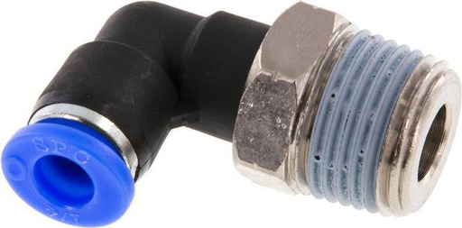 [F276J] 1/4'' x 3/8'' NPT 90-Grad-Winkel-Steckverschraubung mit Außengewinde Messing/PBT NBR drehbar