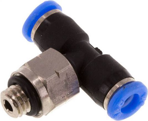 [F276R] Racor en T de 1/8'' x UNF 10-32 Latón/PBT NBR Giratorio