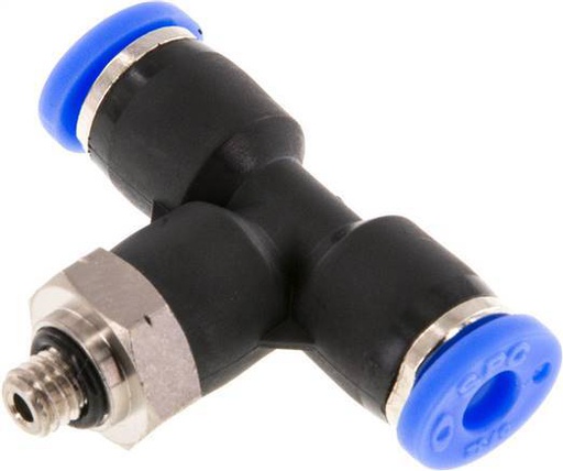 [F276S] Racor en T de 5/32'' x UNF 10-32 Latón/PBT NBR Giratorio
