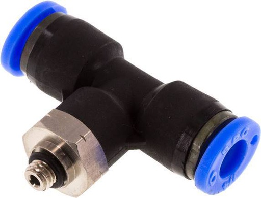 [F276U] 1/4'' x UNF 10-32 Racor en T en línea Latón/PBT NBR Giratorio