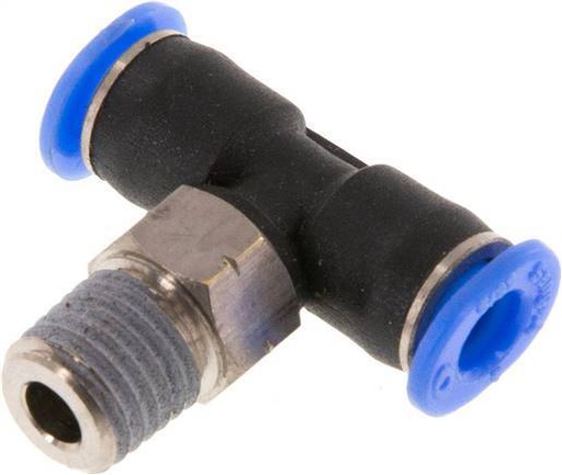 [F276W] té en ligne 5/32'' x 1/16'' NPT Raccord enfichable à filetage mâle Laiton/PBT NBR rotatif