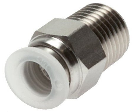 [F27A8] 4mm x R1/8'' Push-in Fitting with Male Threads Stainless Steel/PA EPDM/PTFE