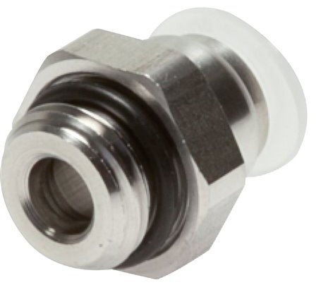 [F27AM] 6mm x M 5 Polypropylene (PP)/Stainless Steel Push-in Fitting with Male Threads EPDM