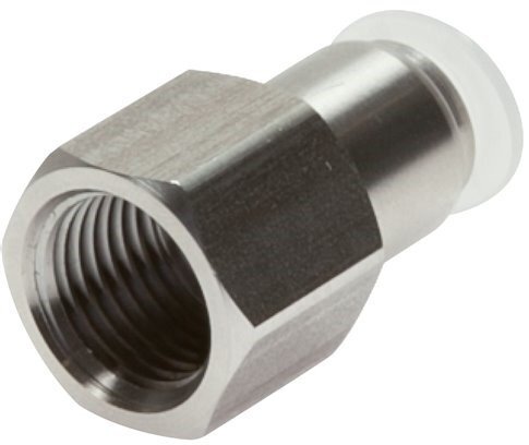 [F27B3] 6mm x G1/8'' Push-in Fitting with Female Threads Stainless Steel/PA EPDM/PTFE