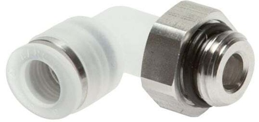 [F27CB] Racor de 8mm x G1/4'' 90deg con rosca macho PA/Acero inoxidable EPDM Giratorio