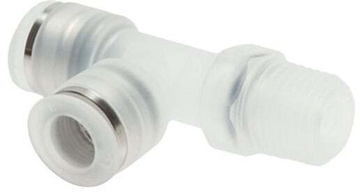 [F27DY] 12mm x R1/2'' Right Angle Polypropylene (PP) Tee Push-in Fitting with Male Threads EPMD FDA Rotatable