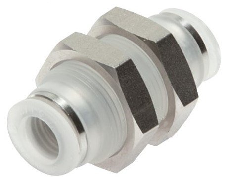 [F27F9] 8mm Polypropylene (PP) Push-in Fitting EPMD/PTFE Bulkhead