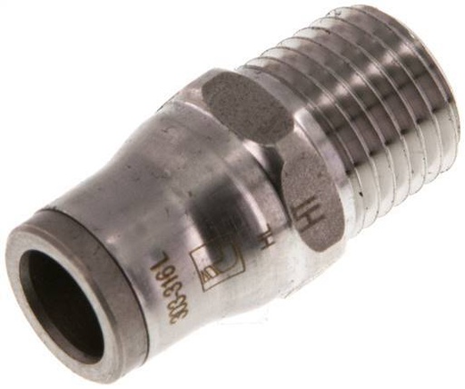 [F27H5] 8mm x 1/4'' NPT Push-in Fitting with Male Threads Stainless Steel FKM