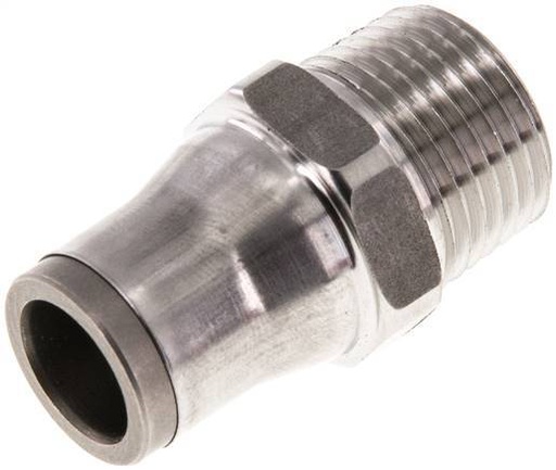 [F27H8] 10mm x 3/8'' NPT Push-in Fitting with Male Threads Stainless Steel FKM