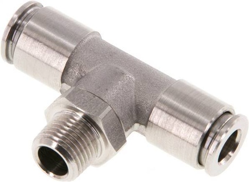 [F27JN] 6mm x R1/8'' Inline-T-Stück Steckverschraubung mit Außengewinde Messing/PA 66 NBR drehbar