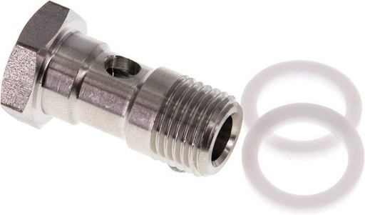 [F27KQ] 1-way Stainless Steel Banjo Bolt with G1/4'' Male Threads PTFE