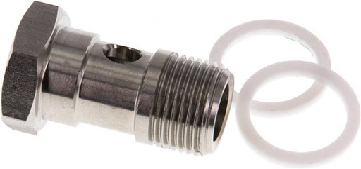 [F27KR] Banjobout 1-weg RVS G3/8'' Buitendraad PTFE