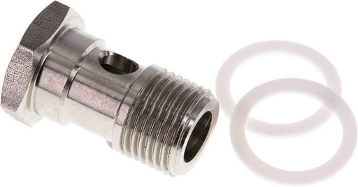 [F27KS] 1-way Stainless Steel Banjo Bolt with G1/2'' Male Threads PTFE