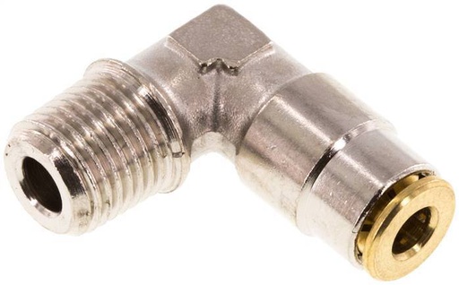 [F27N5] Raccord enfichable coudé 90deg 4mm x M 10 x 1 (conique) avec filetage mâle Laiton NBRHaute pression