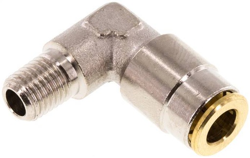 [F27N8] Raccord enfichable coudé à 90 degrés 6mm x M 8 x 1 (conique) avec filetage mâle Laiton NBRHaute pression