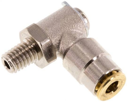 [F27NB] 4mm x M 6 (conical) 90 graden L-verbinding Messing Insteekfitting Buitendraad DraaibaarHoge Druk NBR