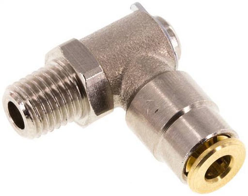[F27NC] 4mm x M 8 x 1 (conical) 90deg Elbow Push-in Fitting with Male Threads Brass NBR RotatableHigh Pressure