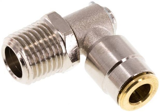 [F27NF] 6mm x R1/4'' 90 graden L-verbinding Messing Insteekfitting Buitendraad DraaibaarHoge Druk NBR