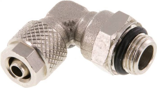 [F27PM] Raccord coude 6x4 & G1/8'' en laiton nickele avec filetage mâle NBR rotatif