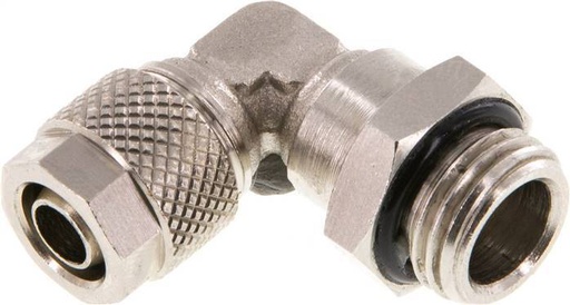 [F27PQ] 8x6 & G1/4'' Nickel plated Brass Elbow Push-on Fitting with Male Threads NBR Rotatable