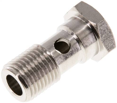 [F27PZ] 1-way nickel-plated Brass Banjo Bolt with G1/4'' Male Threads L28mm
