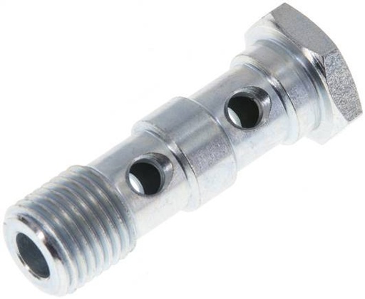 [F27QS] 2-way zinc plated Steel Banjo Bolt with G1/4'' Male Threads L41.5mm