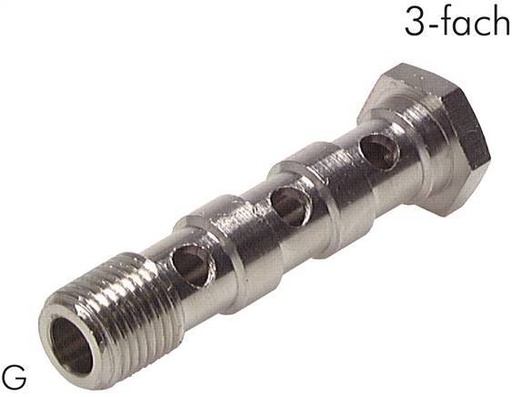 [F27R7] 3-way nickel-plated Brass Banjo Bolt with G1/8'' Male Threads L57mm