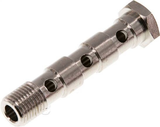 [F27R8] 3-way nickel-plated Brass Banjo Bolt with G1/4'' Male Threads L67mm