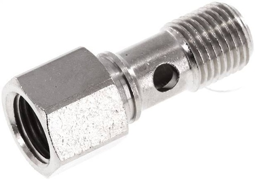 [F27RC] 1-way nickel-plated Brass Banjo Bolt with G1/4'' Male and Female Threads L28mm