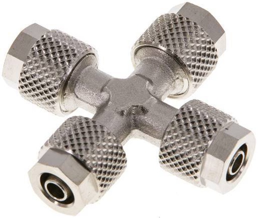 [F27SB] 6x4 Nickel plated Brass Cross Push-on Fitting