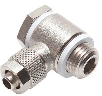 [F27TC] 8x6 & G1/4'' Nickel plated Brass Banjo Push-on Fitting with Male Threads with O-ring Rotatable