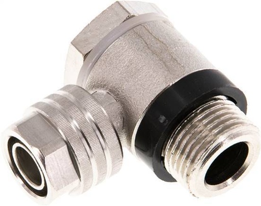 [F27TH] 11.6x9 & G3/8'' Nickel plated Brass Banjo Push-on Fitting with Male Threads with O-ring Rotatable