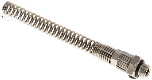 [F27WQ] 6x4 & G1/8'' Nickel plated Brass Straight Push-on Fitting with Male Threads Bend Protection