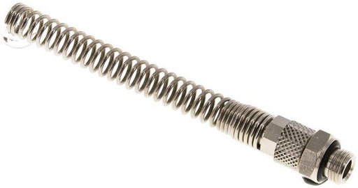 [F27WQ] 6x4 & G1/8'' Nickel plated Brass Straight Push-on Fitting with Male Threads Bend Protection