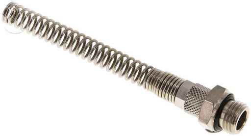 [F27WS] 6x4 & G1/4'' Nickel plated Brass Straight Push-on Fitting with Male Threads Bend Protection