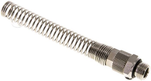 [F27WU] 10x8 & G1/4'' Nickel plated Brass Straight Push-on Fitting with Male Threads Bend Protection