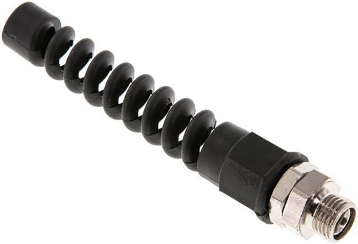 [F27ZG] 9.5x6.3 & G1/4'' Raccord droit à pression en laiton nickele avec filetage mâle Protection contre le coude rotatif
