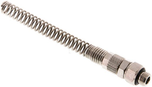 [F27ZK] Raccord droit à pression en laiton nickele 6x4 & G1/8'' avec filetage mâle Protection contre le coude rotatif