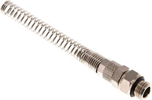[F27ZP] 8x5 & G1/4'' Raccord droit à pression en laiton nickele avec filetage mâle Protection contre le coude rotatif