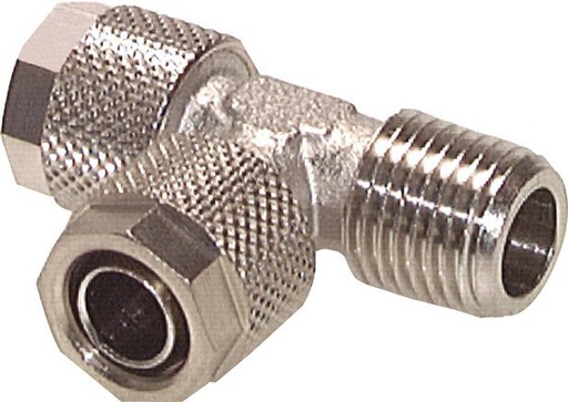 [F2826] 5x3 & R1/8'' Nickel Plated Brass Right Angle Tee Push-on Fitting with Male Threads