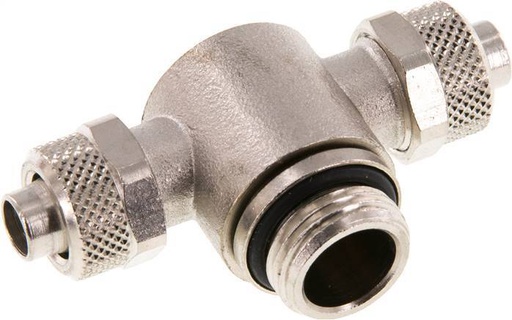 [F284X] 10x8 & G3/8'' Nickel plated Brass Tee Push-on Fitting with Male Threads Rotatable Inner Hexagon