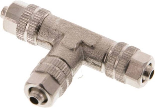 [F285F] Conector Latón Niquelado en T 4,3x3 de Rosca