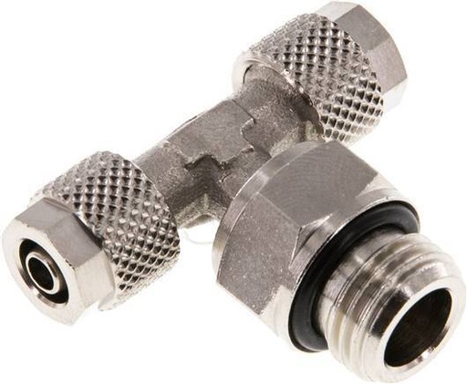 [F285U] 6x4 & G1/4'' T-Stück aus vernickeltem Messing mit Außengewinde, drehbar