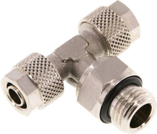 [F285V] Raccord en T en laiton nickele 8x6 & G1/4'' à filets mâles orientables