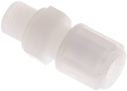 [F28AS] 6x4mm & G1/8'' PVDF Raccord à compression droit avec filetage mâle 10 bar